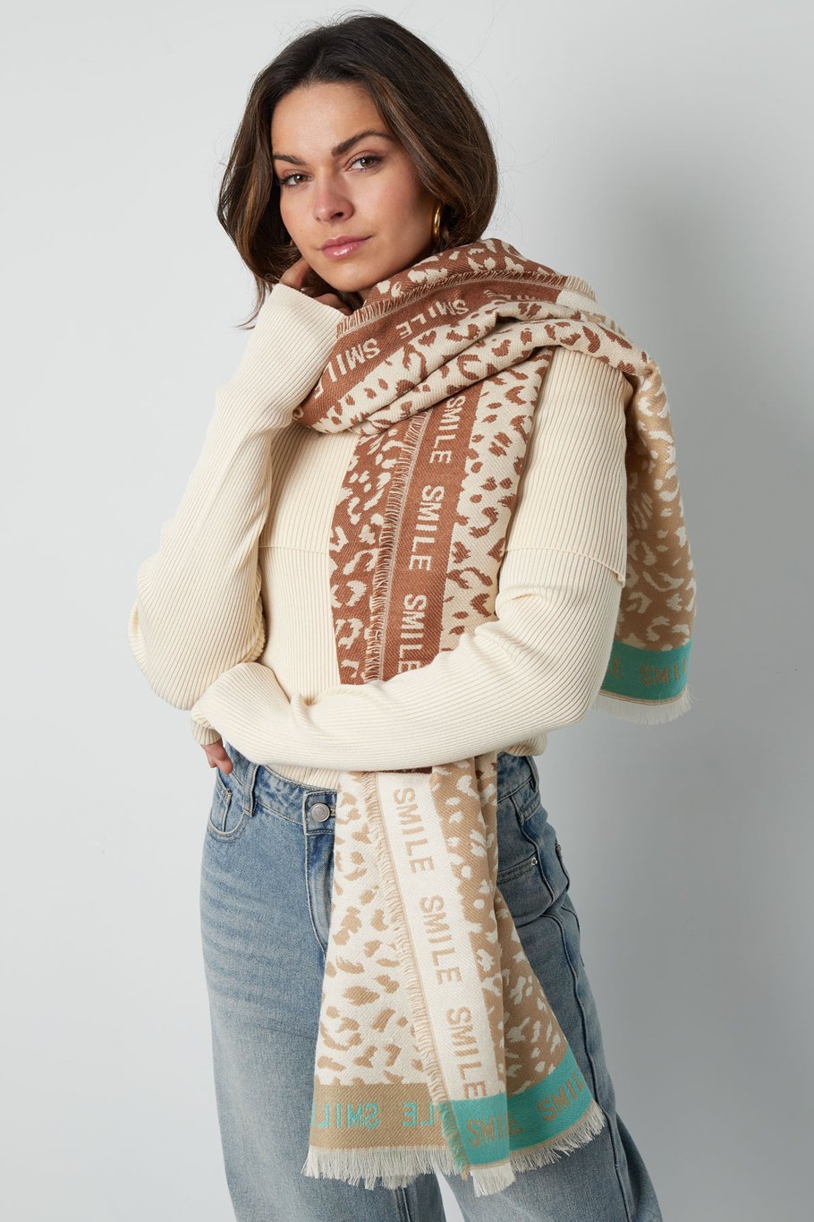 Colourful smile scarf - beige Picture2